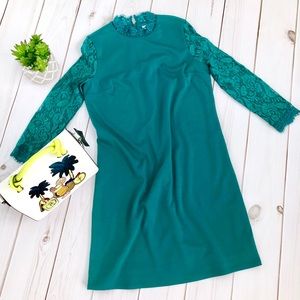 Teal with Lace Details Dress